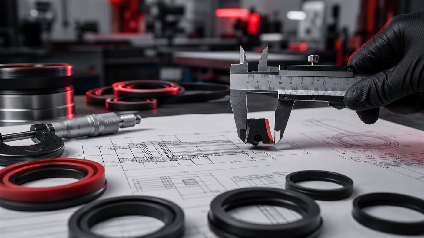 Análise técnica de vedação com paquímetro e desenho industrial